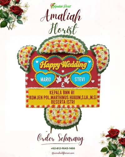 Karangan Papan Bunga Pernikahan di Dahana Tabaloho